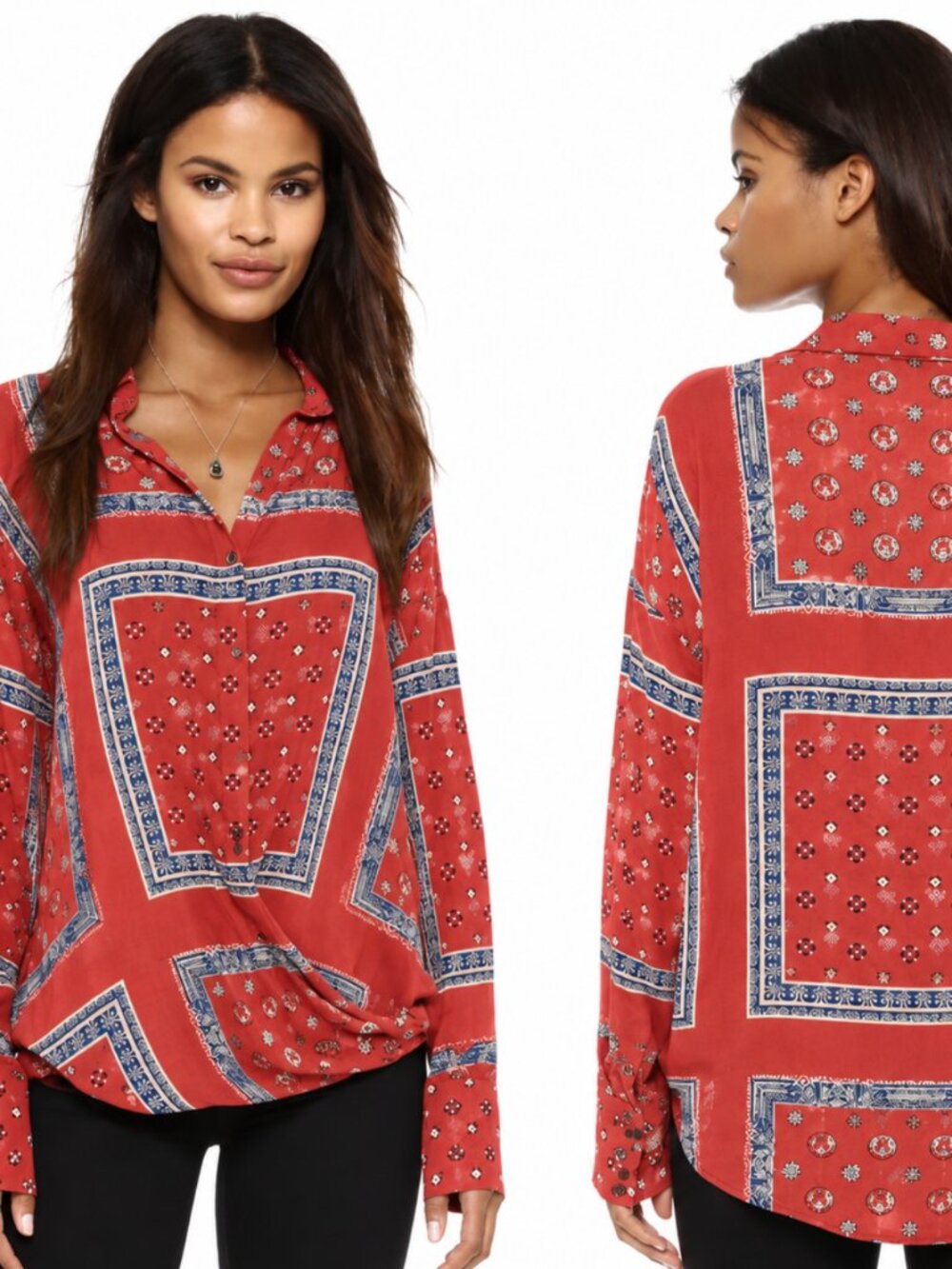 FREE PEOPLE LITTLE SECRETS BANDANA VOILE SHIRT